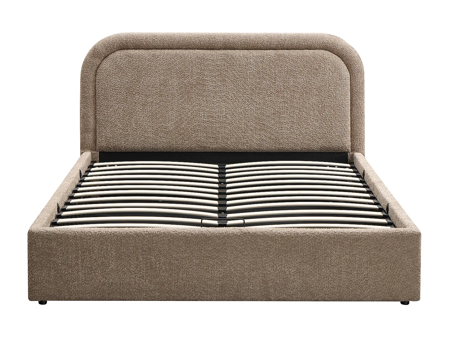 Lit coffre 140 x 190 cm - Tissu bouclette - Taupe + Matelas – FIDOZIA