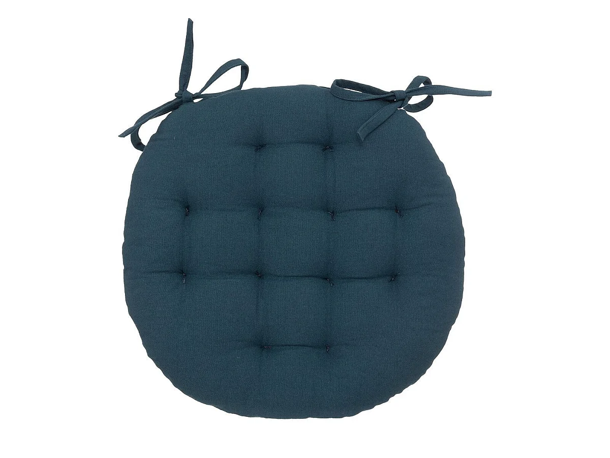 Galette de Chaise Ronde "Leana" 38cm Bleu Égéen