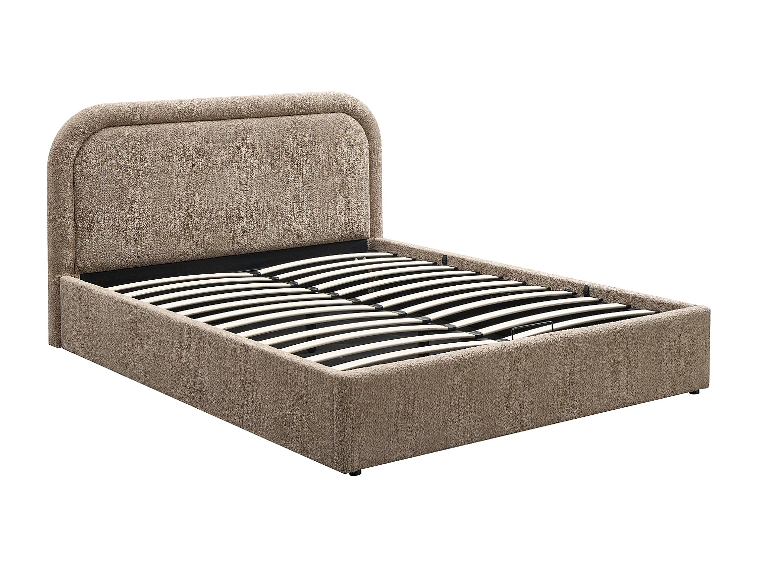 Lit coffre 160 x 200 cm - Tissu bouclette - Taupe + Matelas – FIDOZIA