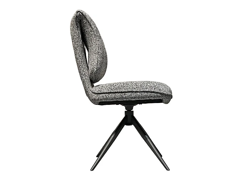 Lot 2 chaises rotatives tissu chiné noir avec dossier replié – IMOGEN