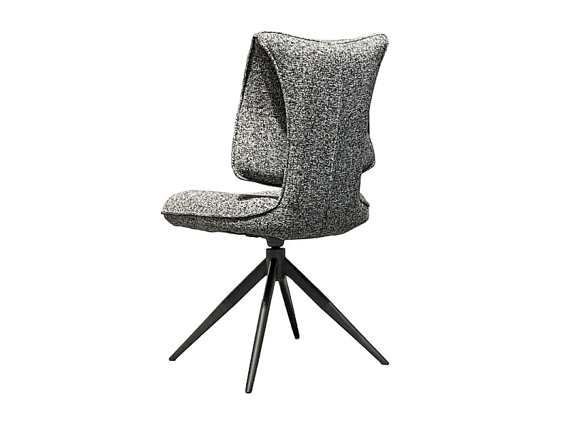 Lot 2 chaises rotatives tissu chiné noir avec dossier replié – IMOGEN