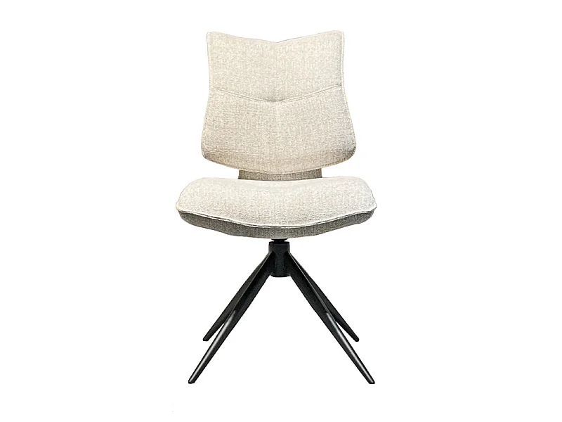 Lot 2 chaises rotatives tissu chiné beige avec dossier replié – IMOGEN