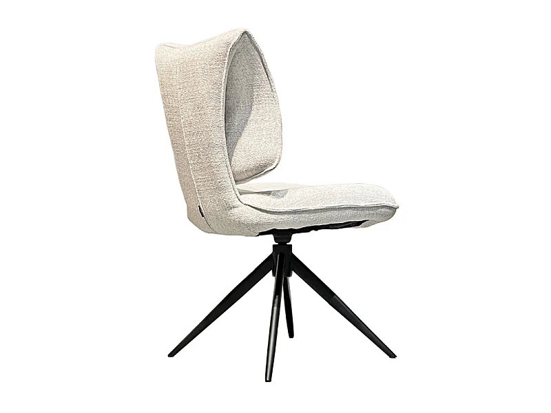 Lot 2 chaises rotatives tissu chiné beige avec dossier replié – IMOGEN