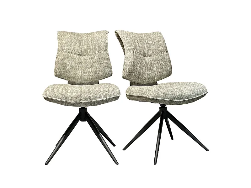 Lot 2 chaises rotatives tissu chiné vert avec dossier replié – IMOGEN