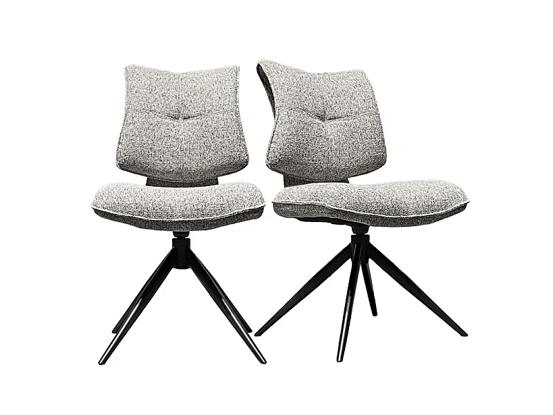 Lot 2 chaises rotatives tissu chiné gris avec dossier replié – IMOGEN