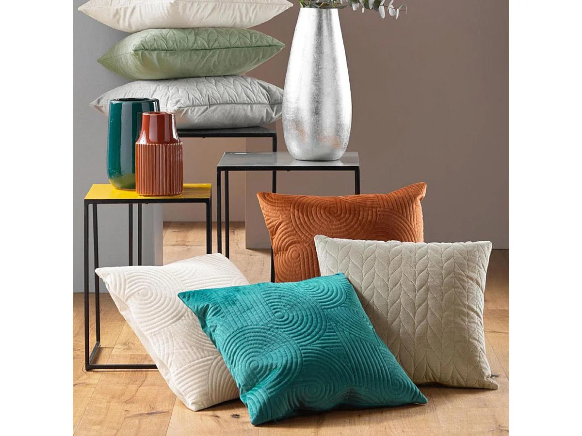 Housse de Coussin en Velours "Daisy" 40x40cm Taupe