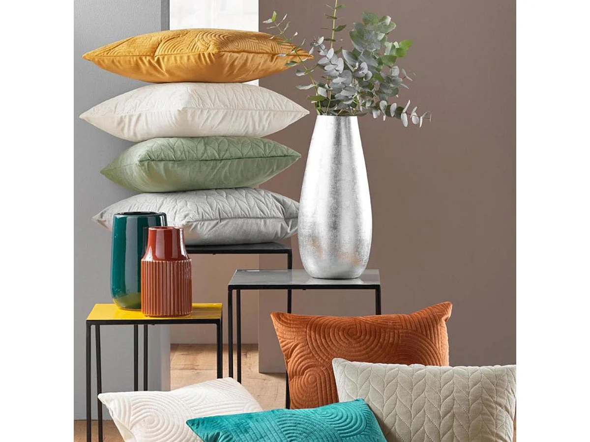 Housse de Coussin en Velours "Daisy" 40x40cm Gris