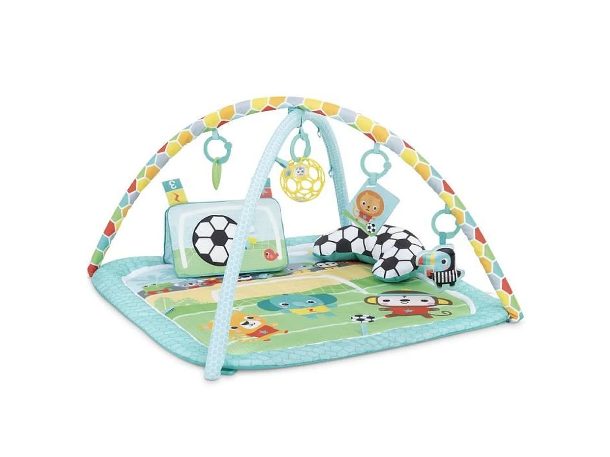 Tapis d'éveil BRIGHT STARTS Football avec jouets détachables Oball, musique et lumières, 47 x 74 x 74 cm