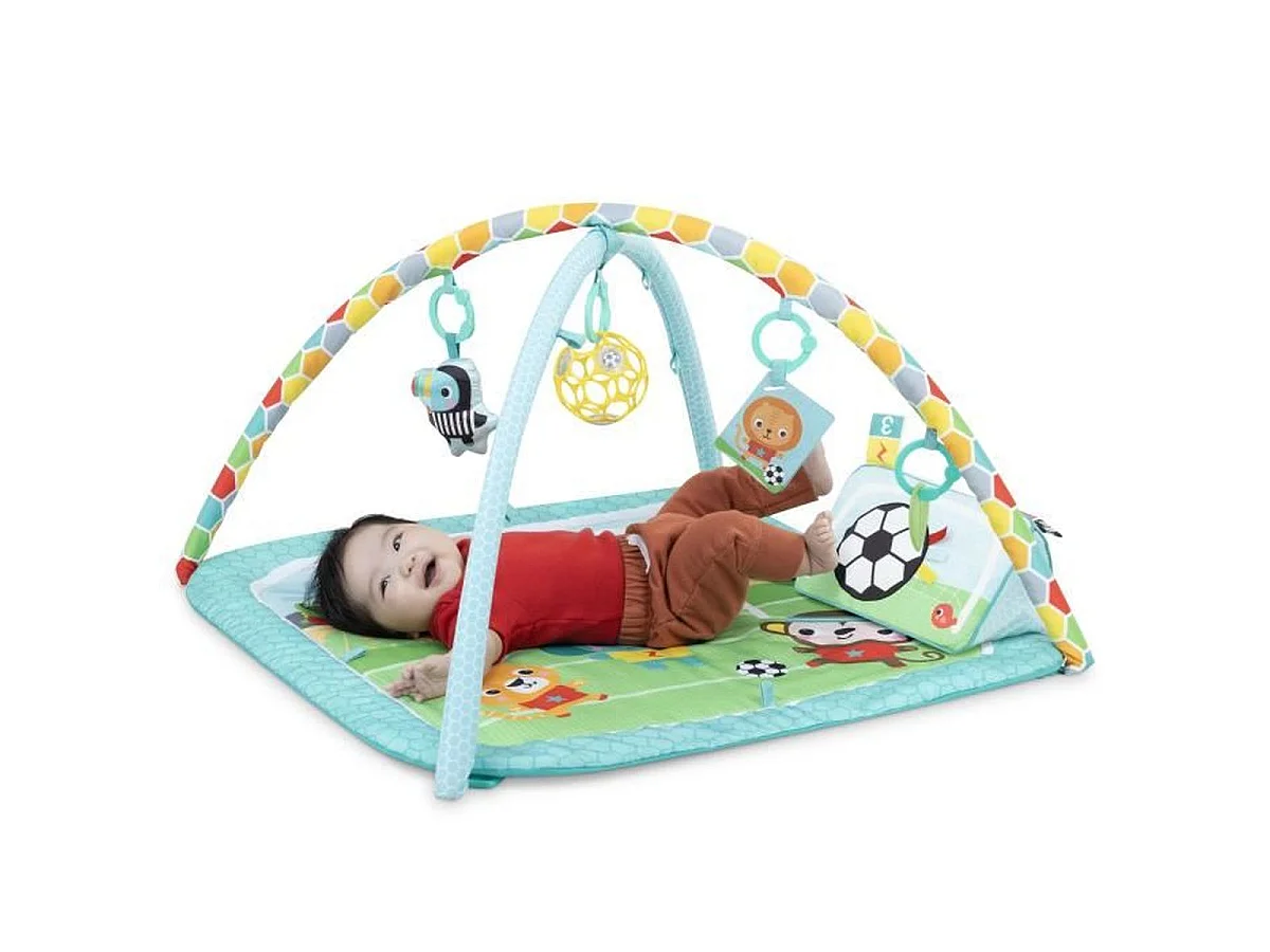 Tapis d'éveil BRIGHT STARTS Football avec jouets détachables Oball, musique et lumières, 47 x 74 x 74 cm