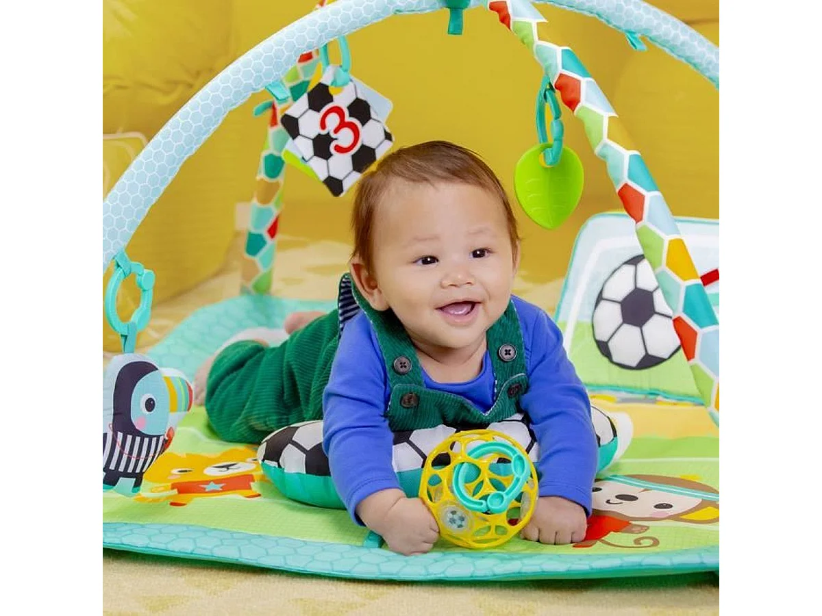 Tapis d'éveil BRIGHT STARTS Football avec jouets détachables Oball, musique et lumières, 47 x 74 x 74 cm