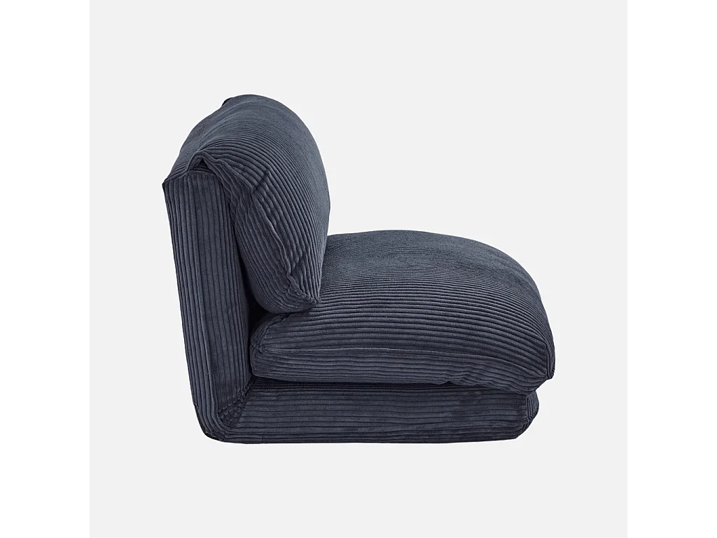 Chauffeuse matelas bleu foncé convertible velours côtelé grosse côte 1 place Cosy