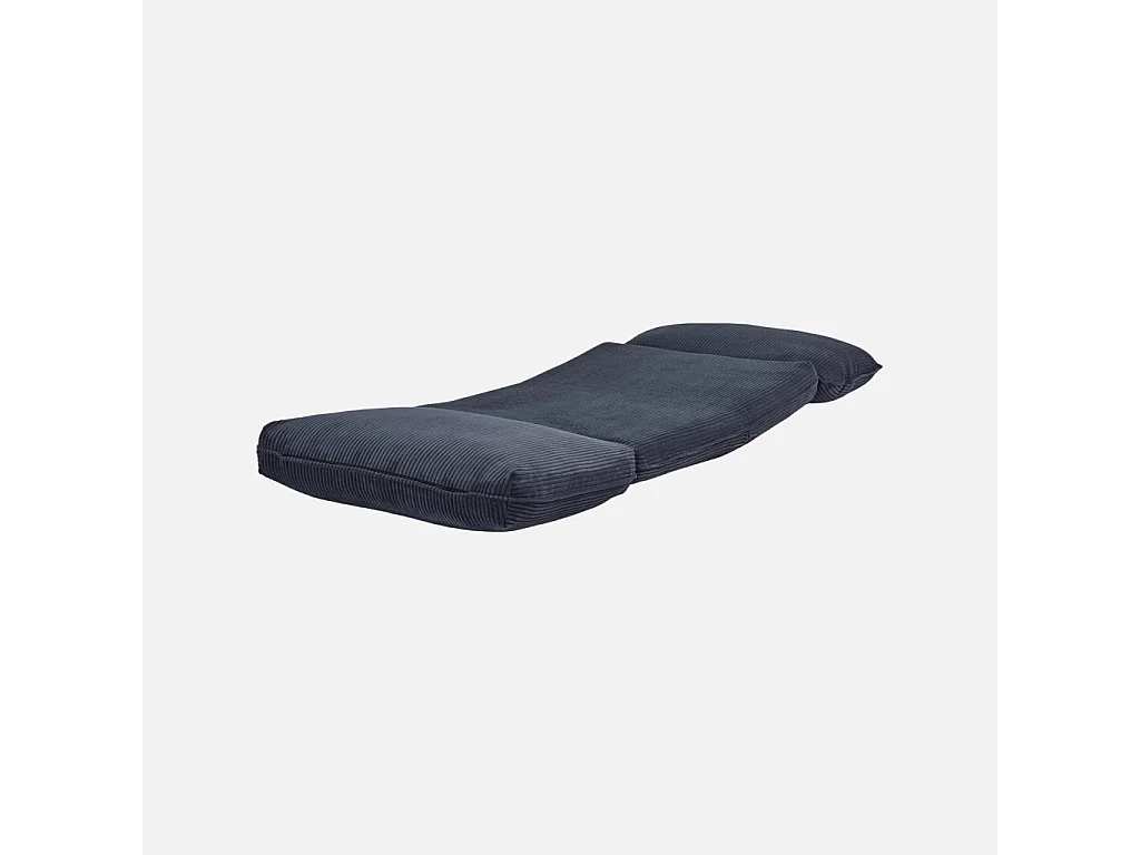Chauffeuse matelas bleu foncé convertible velours côtelé grosse côte 1 place Cosy