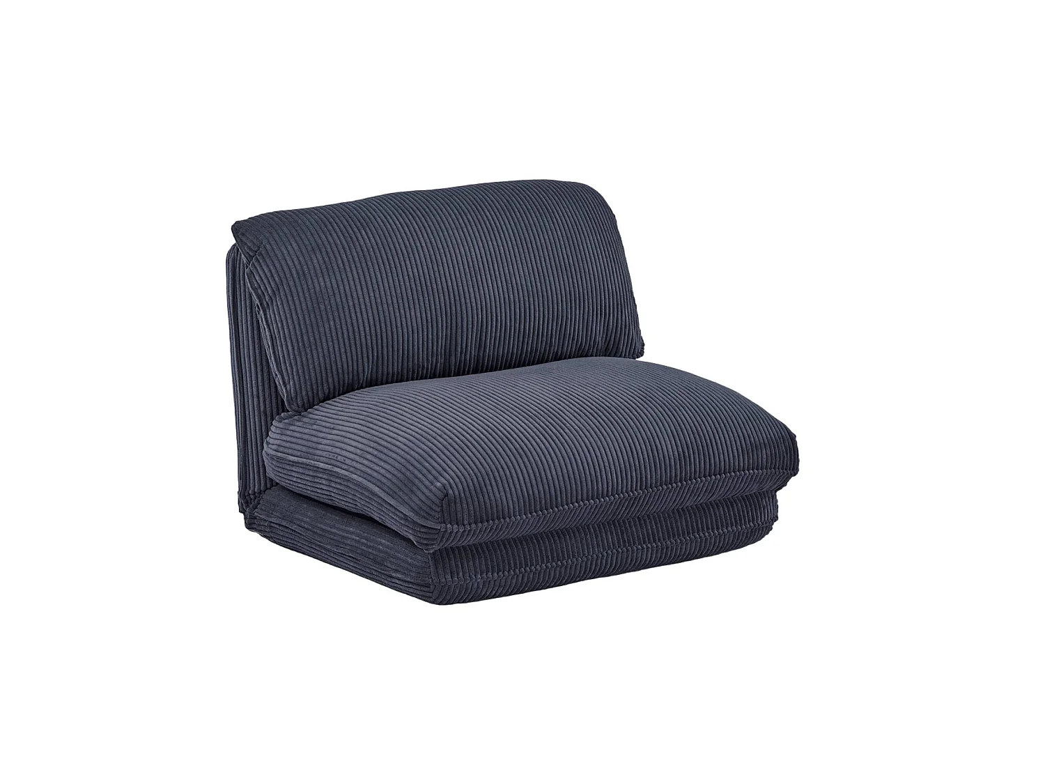 Chauffeuse matelas bleu foncé convertible velours côtelé grosse côte 1 place Cosy
