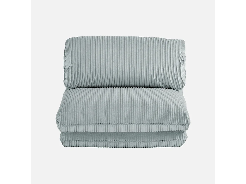 Chauffeuse matelas bleu clair convertible velours côtelé grosse côte 1 place Cosy