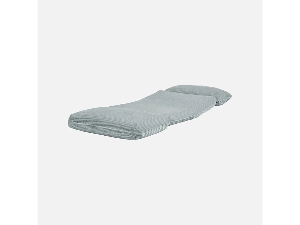 Chauffeuse matelas bleu clair convertible velours côtelé grosse côte 1 place Cosy