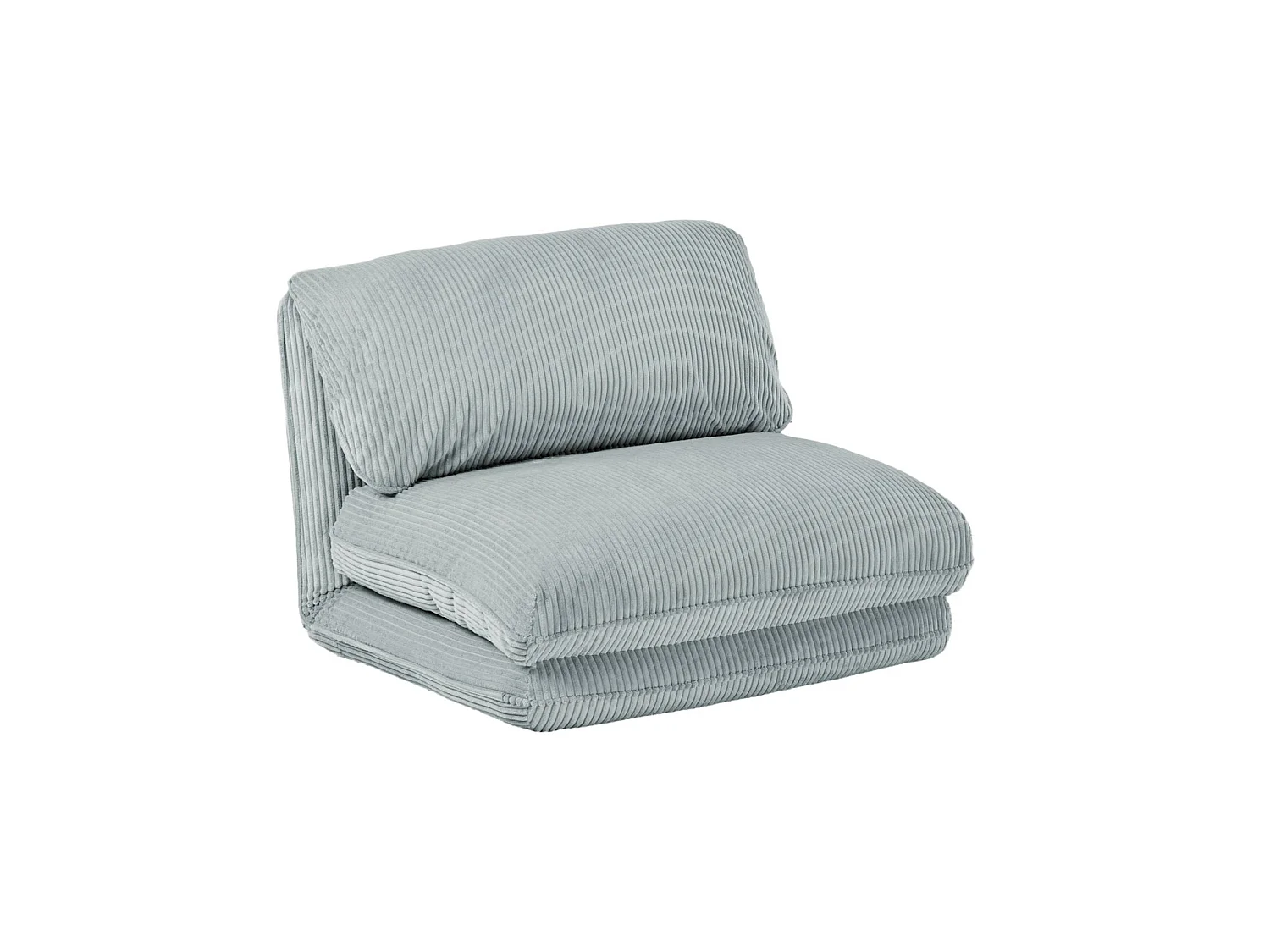 Chauffeuse matelas bleu clair convertible velours côtelé grosse côte 1 place Cosy
