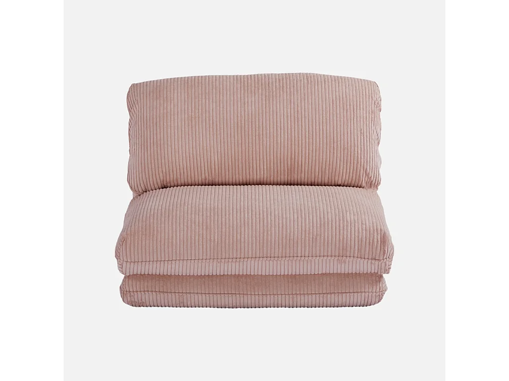 Chauffeuse matelas rose pâle convertible velours côtelé grosse côte 1 place Cosy