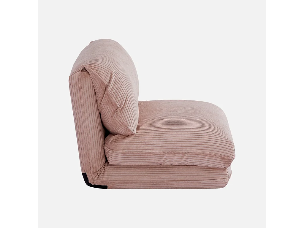 Chauffeuse matelas rose pâle convertible velours côtelé grosse côte 1 place Cosy