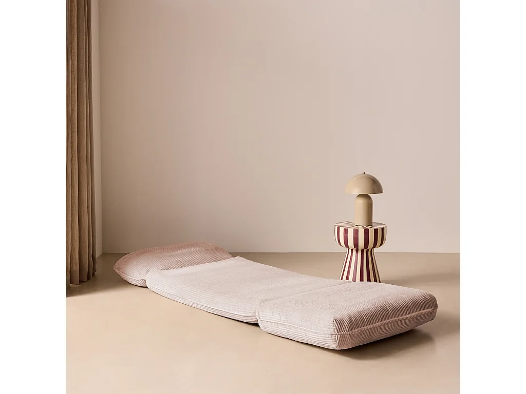 Chauffeuse matelas rose pâle convertible velours côtelé grosse côte 1 place Cosy
