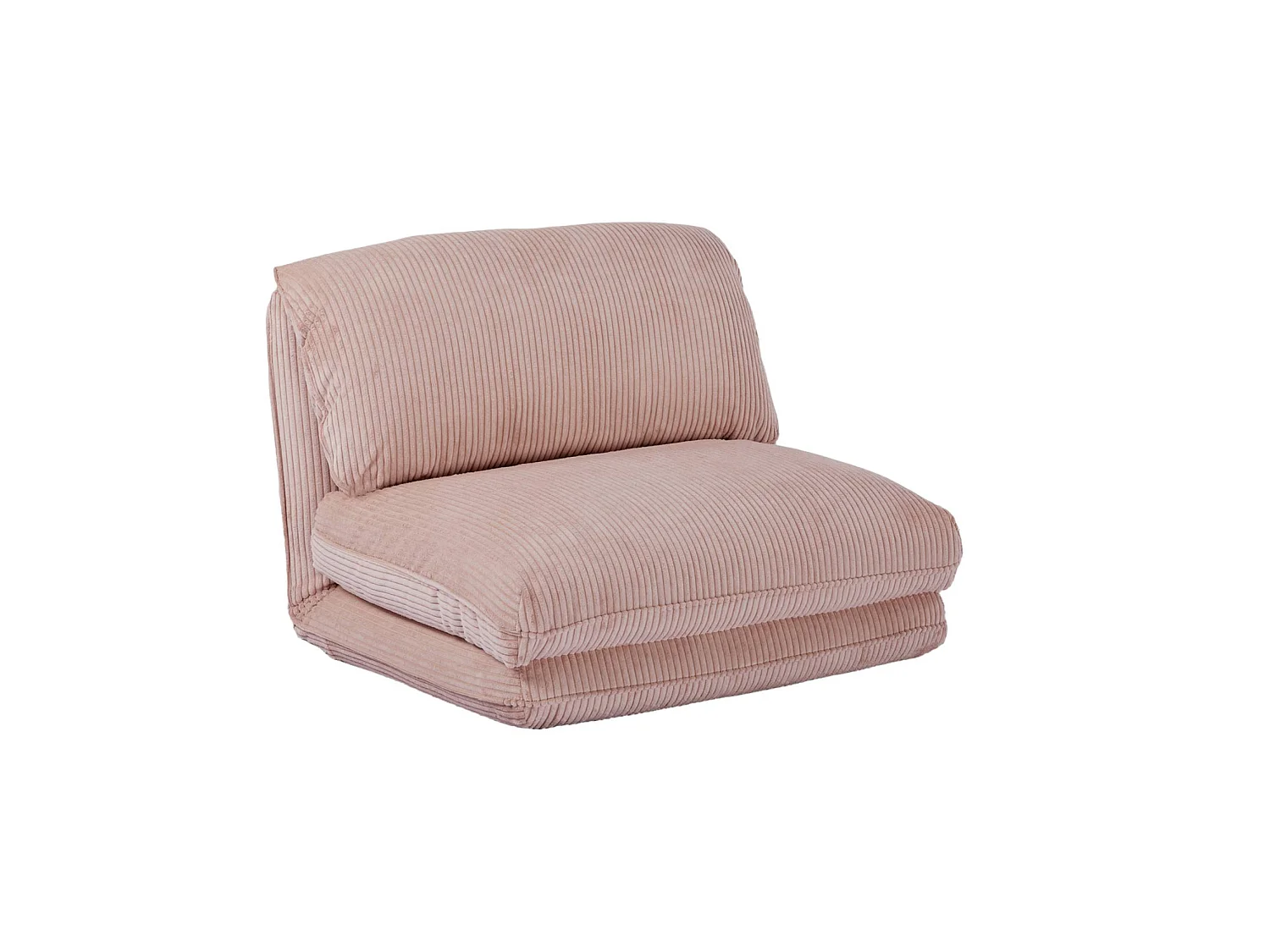 Chauffeuse matelas rose pâle convertible velours côtelé grosse côte 1 place Cosy