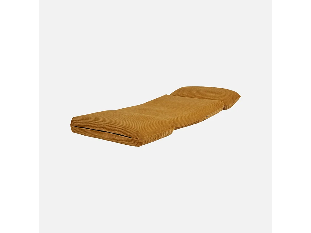 Chauffeuse matelas moutarde convertible velours côtelé grosse côte 1 place Cosy