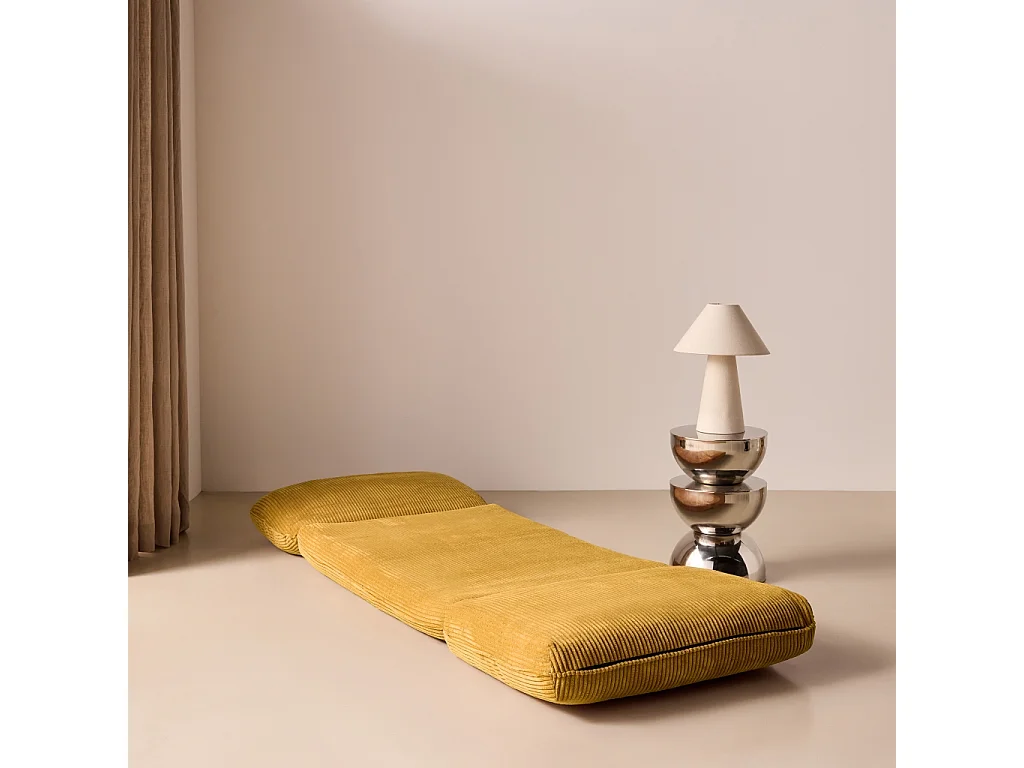 Chauffeuse matelas moutarde convertible velours côtelé grosse côte 1 place Cosy