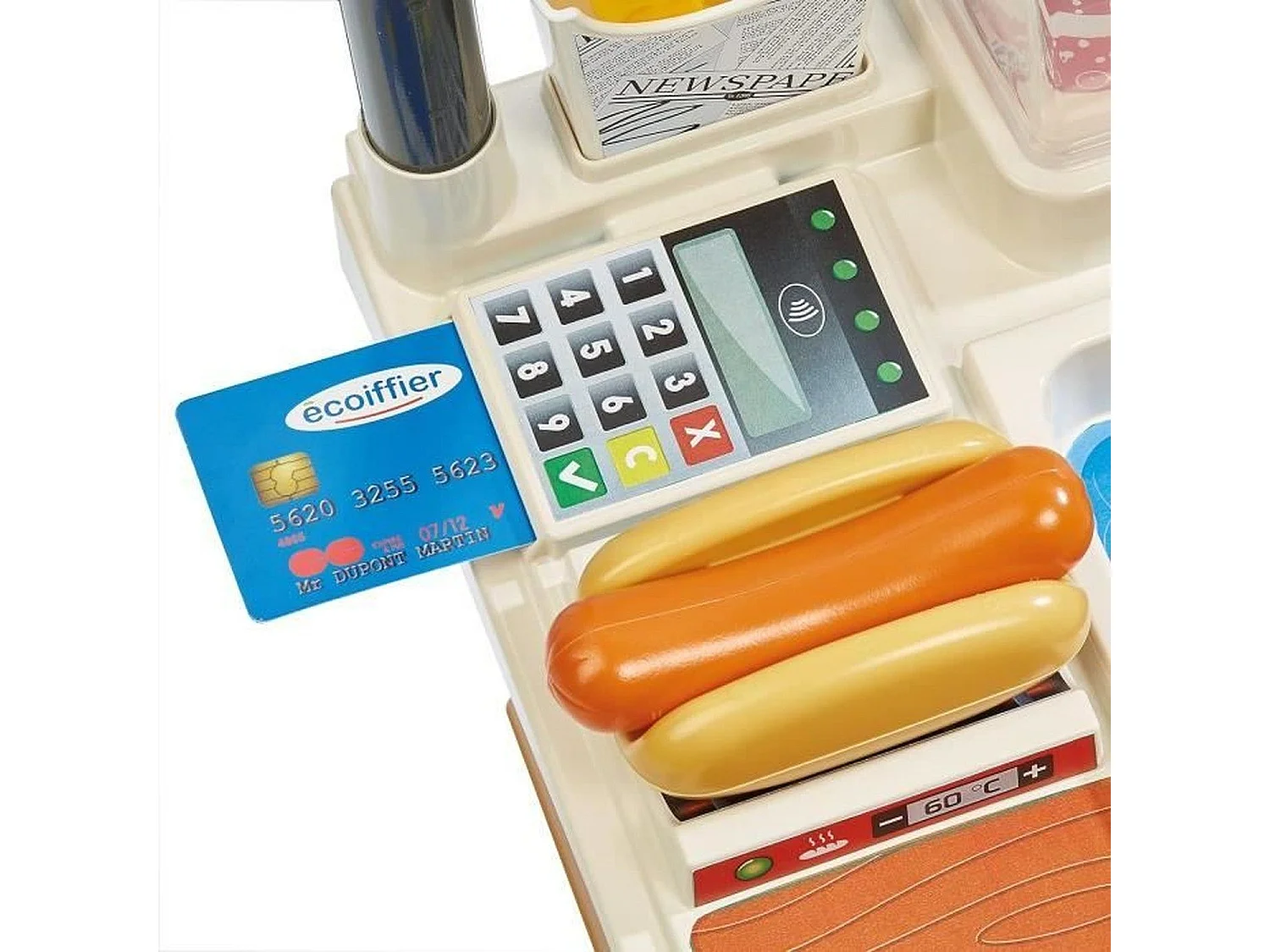 Ecoiffier 100% Chef Street Food speelset - Draagbare voedselkar met hotdog en friet