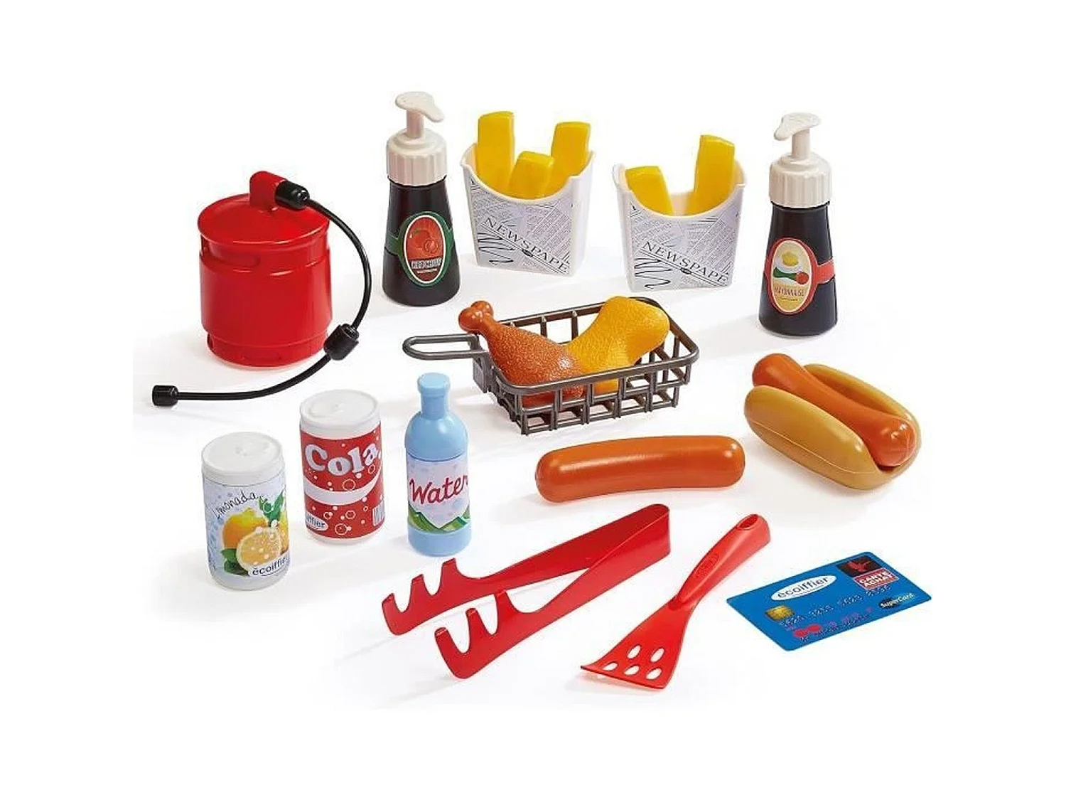 Ecoiffier 100% Chef Street Food speelset - Draagbare voedselkar met hotdog en friet