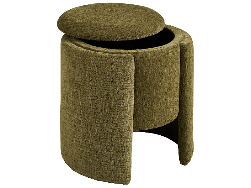 WATT- Pouf in tessuto verde ø42 cm