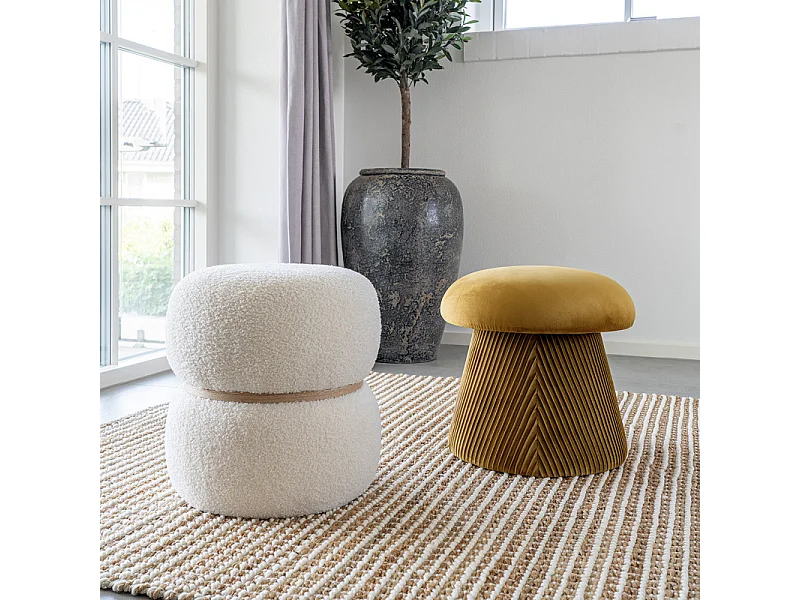 ETNA-Pouf en velours ocre ø41 cm