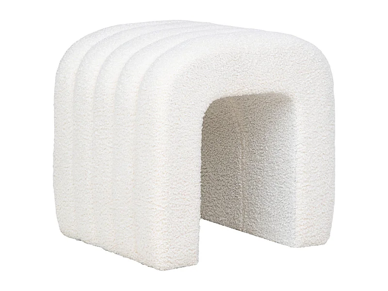 YU- Pouf in tessuto bouclé ecrù 42x41 cm
