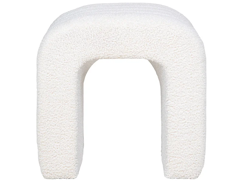 YU- Pouf in tessuto bouclé ecrù 42x41 cm