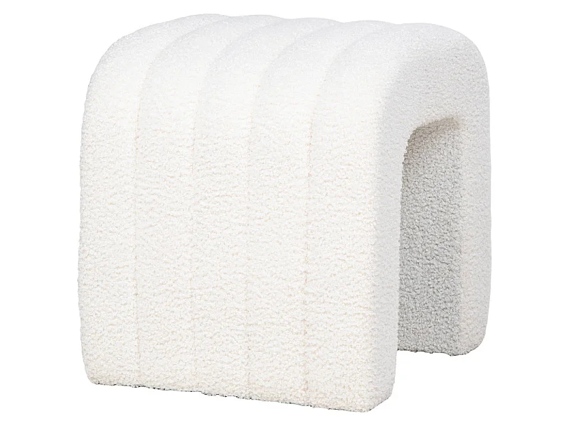 YU- Pouf in tessuto bouclé ecrù 42x41 cm