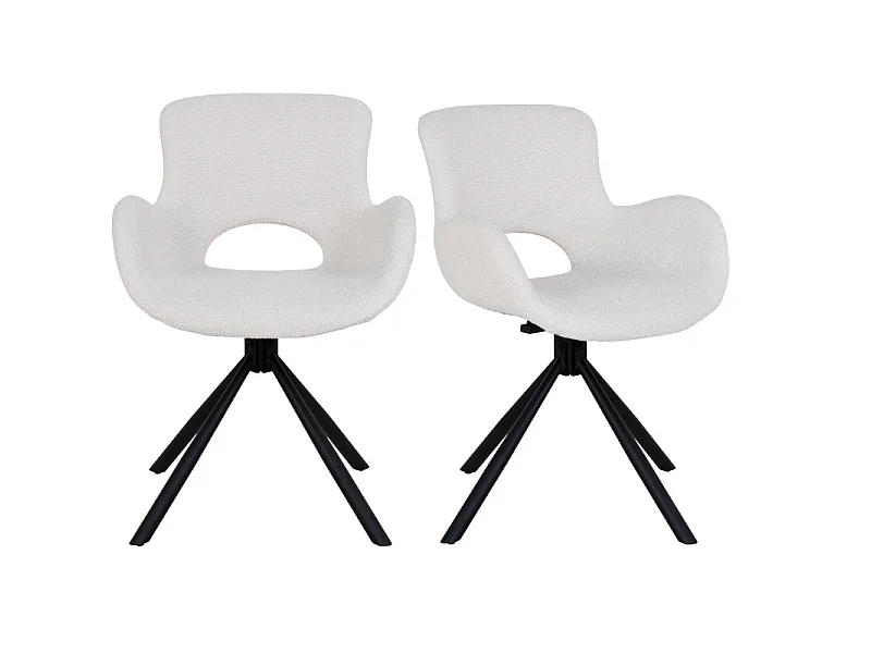SIXTY-Set di 2 sedie girevoli a 360° ecrù