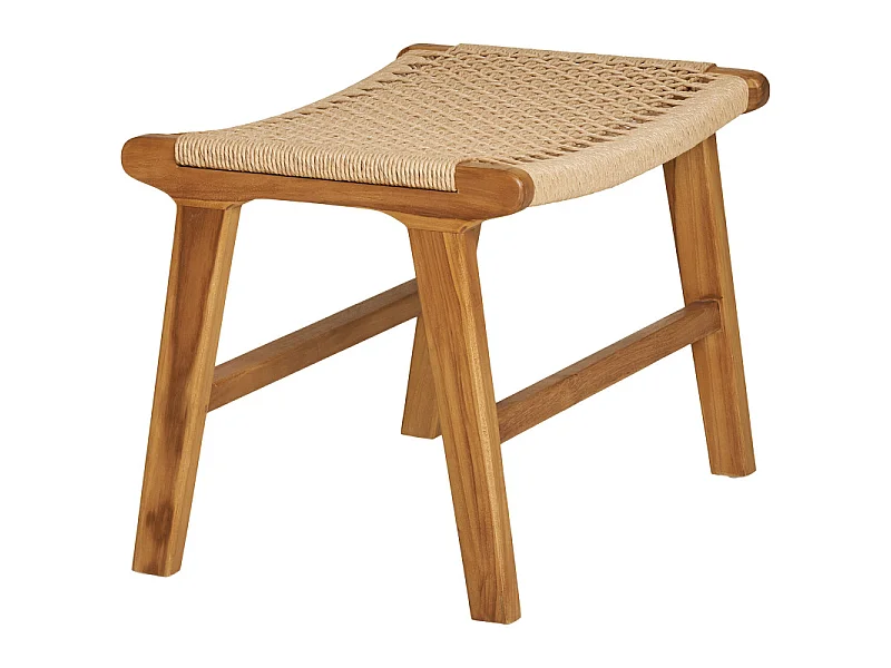 TIKY-Poggiapiedi in teak e rattan