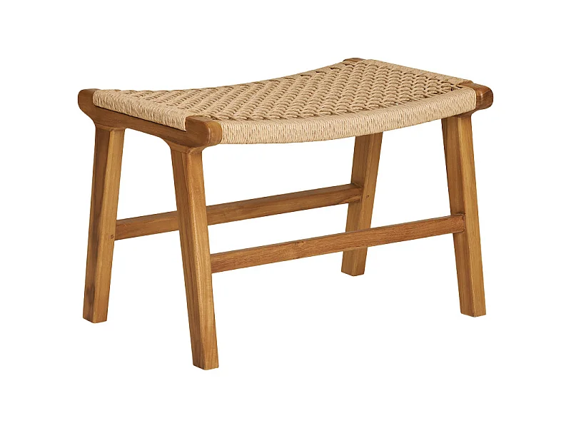 TIKY-Poggiapiedi in teak e rattan