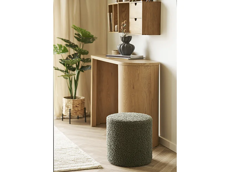 CRUZ-Pouf in tessuto verde ad anello ø34 cm