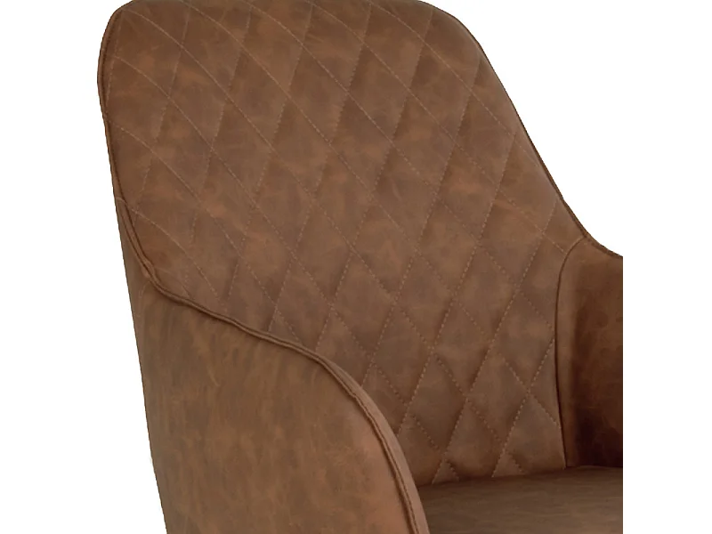 GRACE-Sedia girevole a 360° in PU marrone vintage