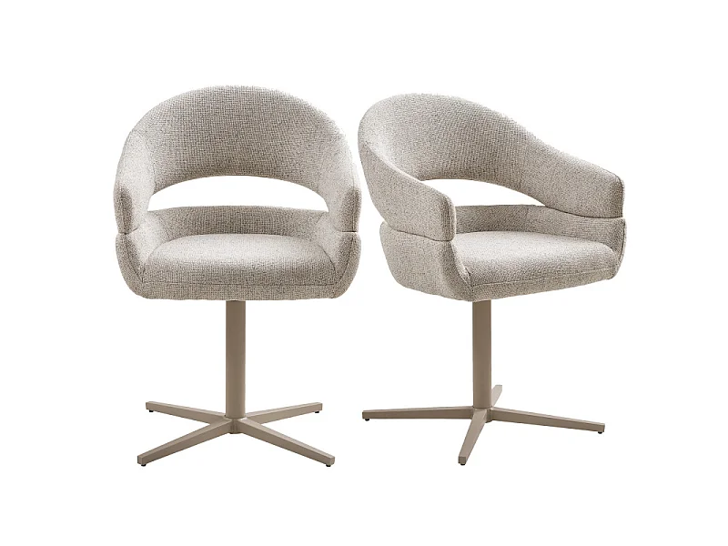 HUGS-Set di 2 sedie girevoli da pranzo beige