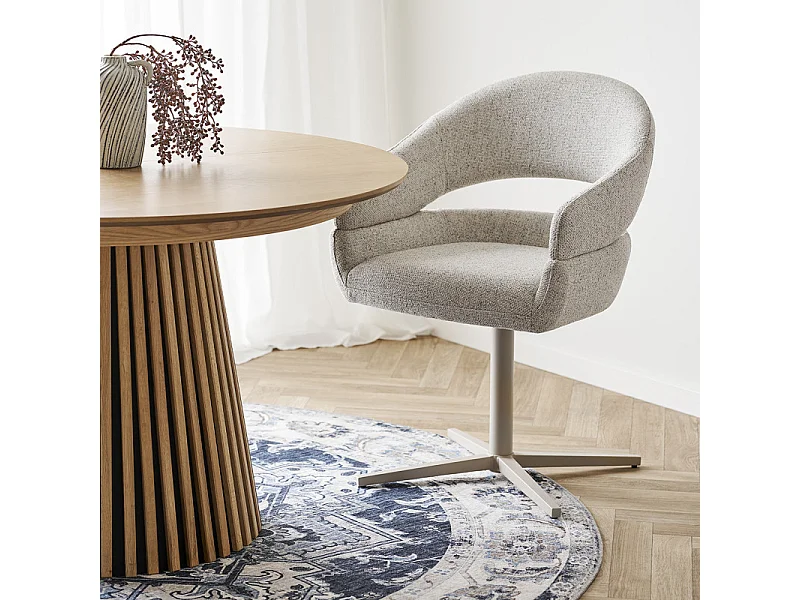HUGS-Set di 2 sedie girevoli da pranzo beige