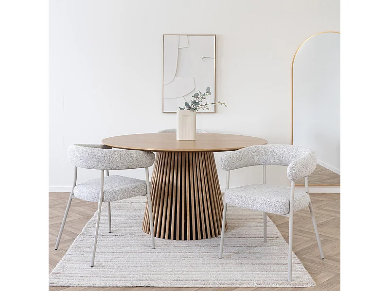 VITO-Set di 2 sedie da pranzo sabbia e acciaio beige