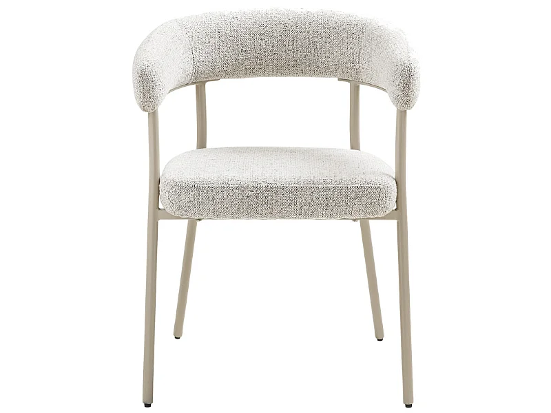 VITO-Set di 2 sedie da pranzo sabbia e acciaio beige