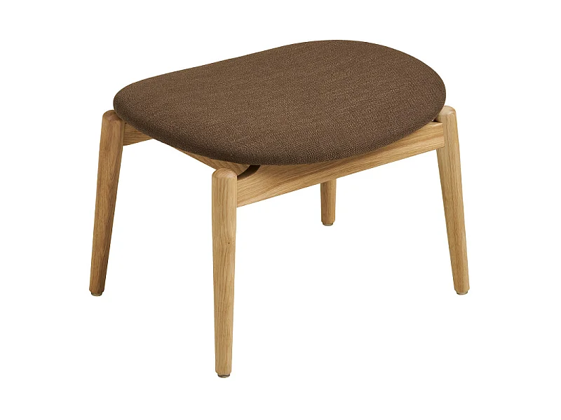 FRIDA-Pouf in rovere naturale e tessuto marrone