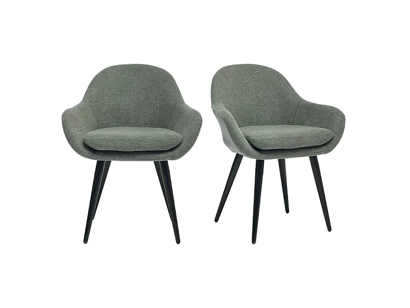 CANCUN-Fauteuil de table en tissu Sauge (x2)