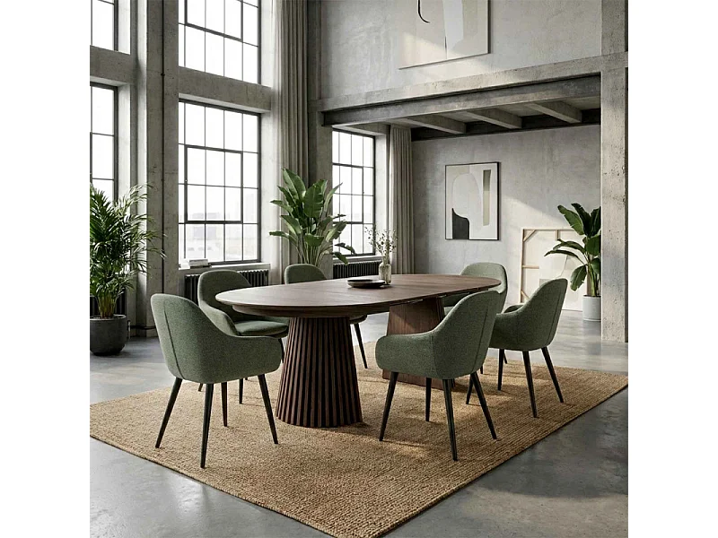 CANCUN-Fauteuil de table en tissu Sauge (x2)