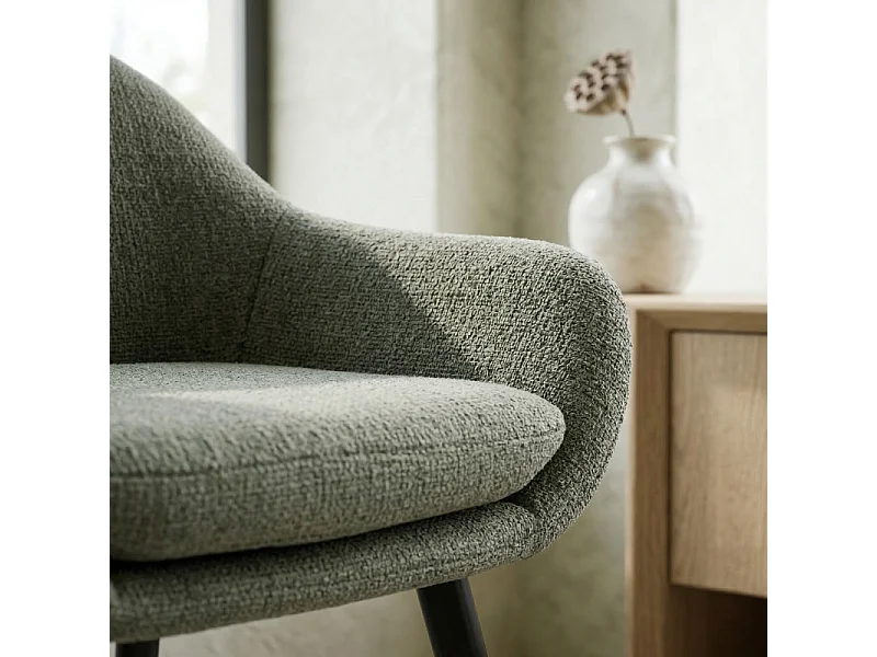 CANCUN-Fauteuil de table en tissu Sauge (x2)
