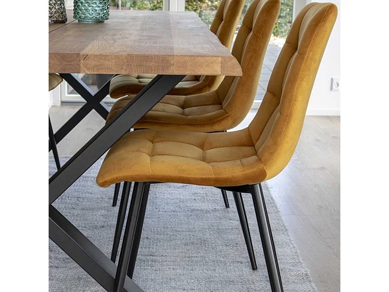 SVIN- Chaise velours moutarde (x2)