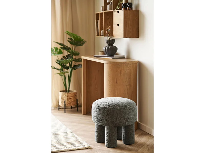 HERG-Pouf en tissu chenillé fusain ø43 cm