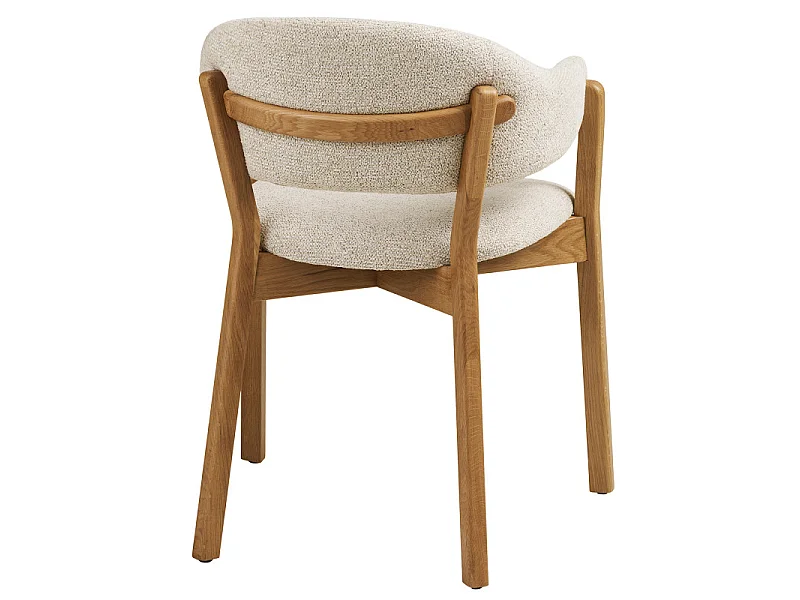 FAIR-Fauteuil de table en chêne massif et tissu, beige