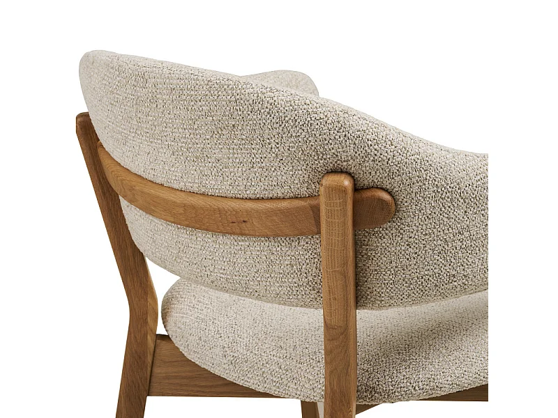 FAIR-Fauteuil de table en chêne massif et tissu, beige